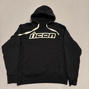Icon Motorsports Pullover Hoodie Size Medium Embroidered Logo Biker Y2K Grunge